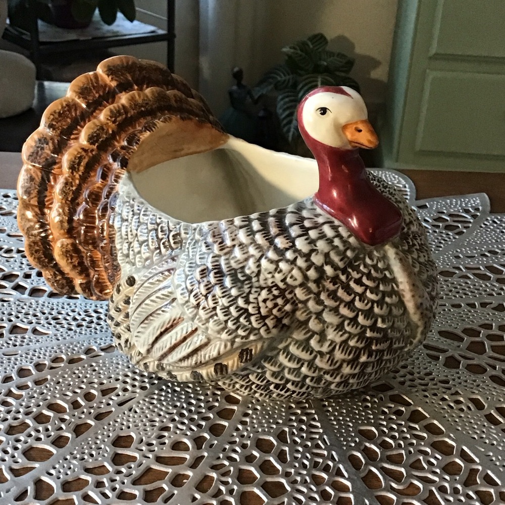 Warren Kimble Turkey Bowl or gravy boat.